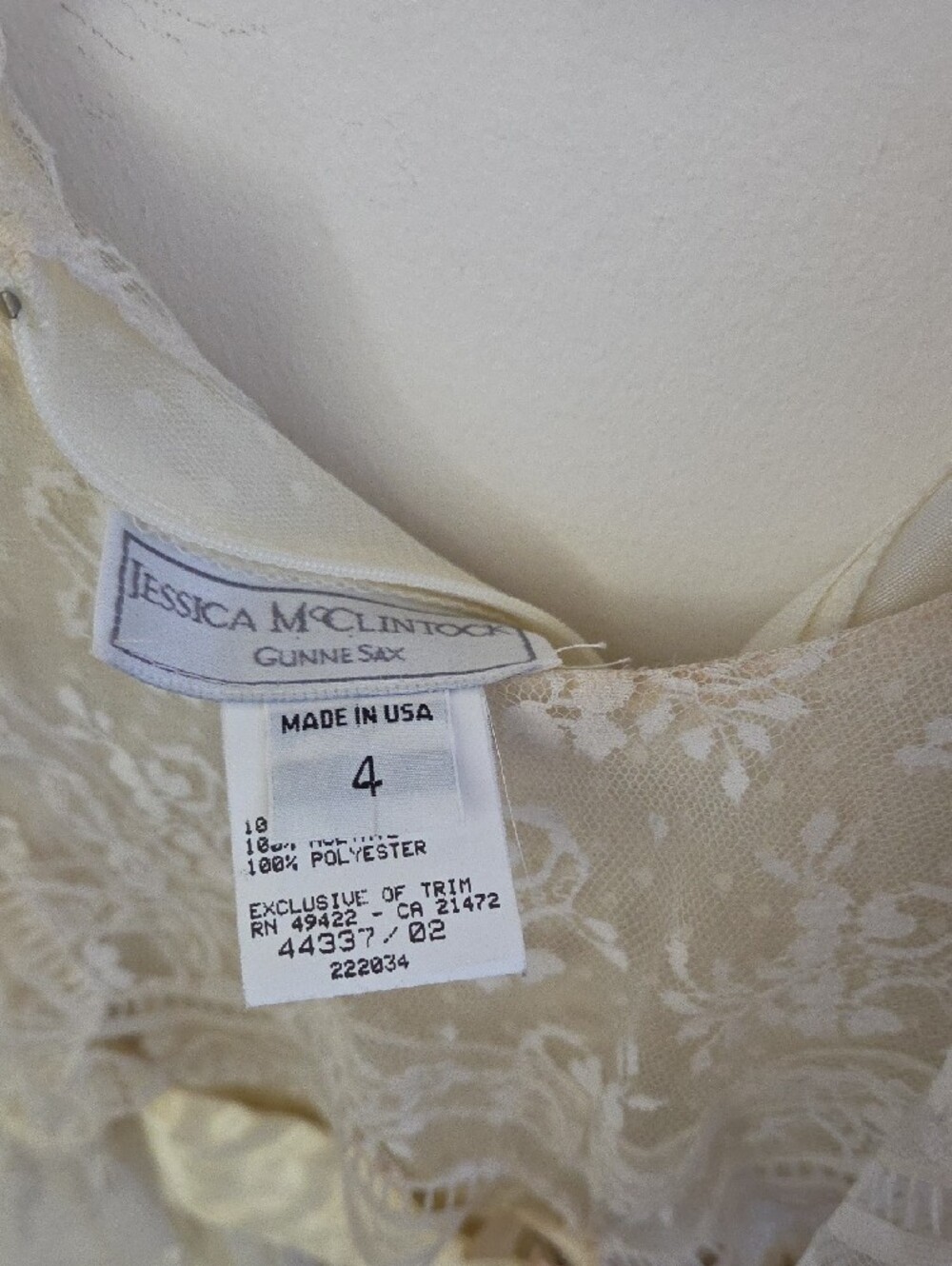 Gunne Sax Vintage Girls' Lace Overlay Dress in Cream Size 4 - Picture 3 of 8